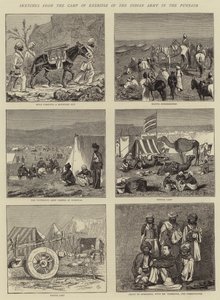 Bocetos del Campamento de Ejercicio del Ejército Indio en el Punjab